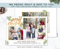 Golden Collage Christmas Photo Card