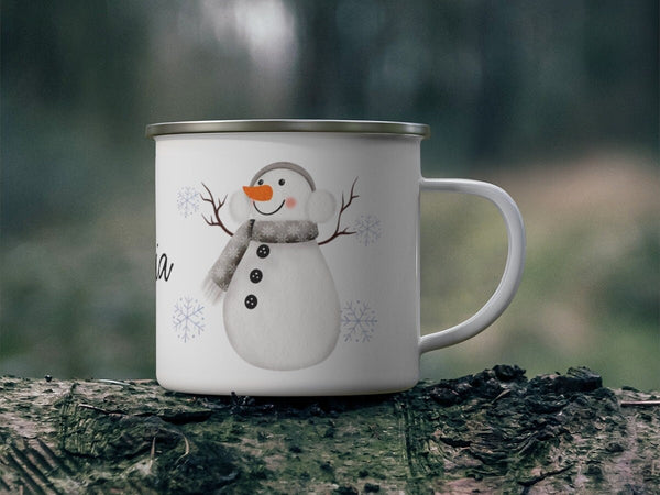Kids Hot Chocolate Snowman Personalized Christmas Coffee Mug, Cute