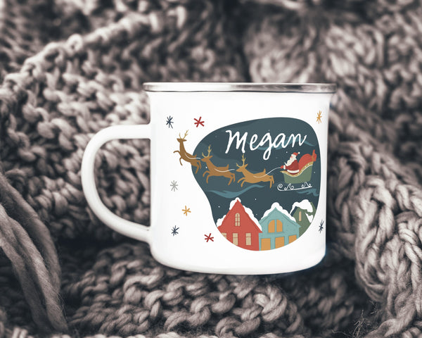 Kid's hot chocolate Santa night sky camper mug