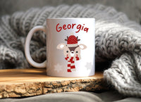 Reindeer and Bear Scarf 11 oz ceramic Christmas mugs for kids