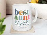 Best Aunt Ever Script Announce Pregnancy mug