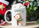 Reindeer Watercolor Scarf Christmas 11 oz Ceramic mug