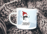 Snowman Jordan Hot cocoa mugs kid's camper mug