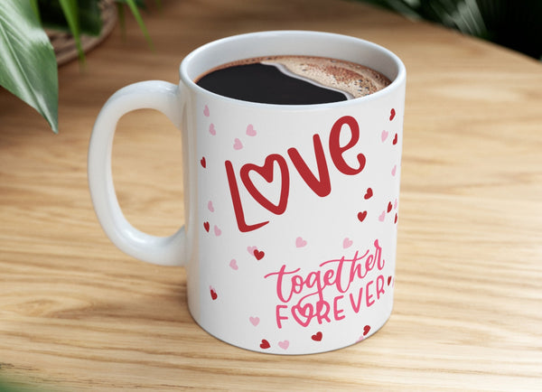 A Valentine's Day mug with cute graffiti love and hearts. An 11 oz ceramic mug makes the perfect and unique gift for your valentine this Valentine's day.