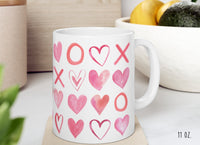 Watercolor Hearts I love You Valentines Day mug