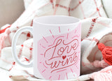 Love Wins Tic Tac Toe Valentine's Day 11 oz ceramic mug