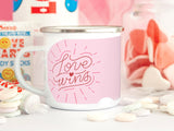 Love Wins Tic Tac Toe Valentines Day Camper mug