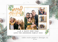 Editable Golden Collage Christmas Card template
