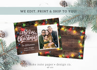 Rustic Christmas Lights Photo Collage Holiday Card