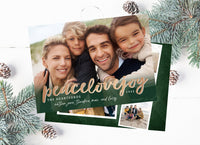 Christmas Golden Peace, Love, Joy Overlay Christmas Cards Printed