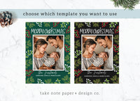 Modern Foliage Christmas Card 5X7 Template,