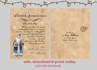 Father Christmas Blue and Vintage Template