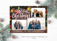 Rustic Lights Christmas Photo Card template