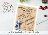 Father Christmas Blue and Vintage Template