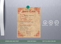 Letter to Santa Vintage Kraft Printable